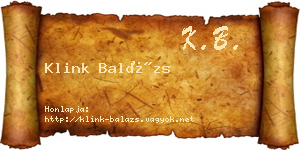 Klink Balázs névjegykártya